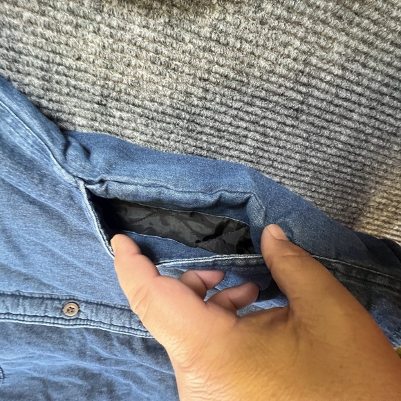 Wrangler Authentics Sherpa Lined Denim Shirt Jacket Men's Medium Blue Jean - Picture 9 of 14